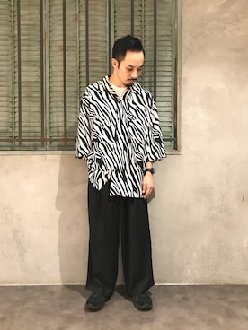 「ポリエステル」｜「アイテム（パンツ）」を使った、Morikawaさん（メンズ・160cm）の夏コーディネート