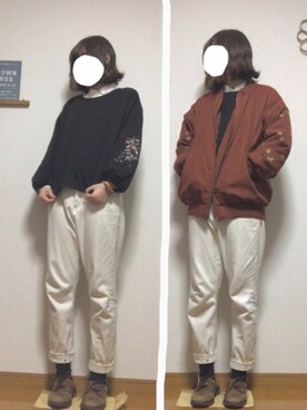 「MERLOT（メルロー）のアイテム（ブルゾン）」を使った、ぽーさん（レディース・162cm）の春コーディネート