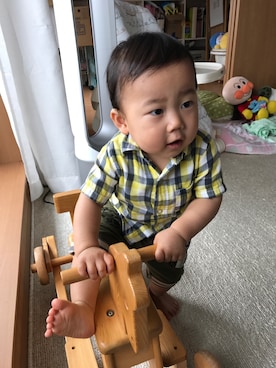 「カーキパンツ」｜shuji@kさん（キッズ・70cm）の夏コーディネート