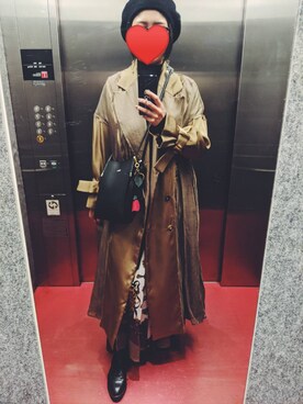 「UN3D.（アンスリード）のアイテム（トレンチコート）」を使った、namaさん（レディース・168cm）の冬コーディネート