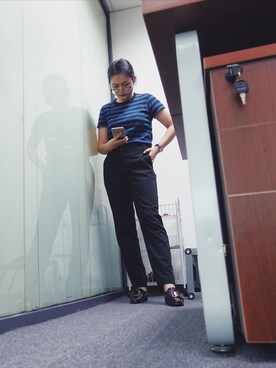 「MANGO（マンゴ）のアイテム（スラックス）」を使った、CipherXiaoさん（レディース・163cm）の秋コーディネート