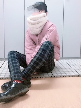 「くすみピンク」｜「アイテム（ブルゾン）」を使った、**tomato**さん（レディース・156cm）の冬コーディネート