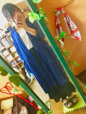 「リネンシャツ」｜「アイテム（その他アウター）」を使った、みくこさん（レディース・155cm）の春コーディネート