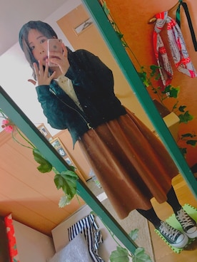 「黒コンバース」｜「アイテム（ブルゾン）」を使った、みくこさん（レディース・155cm）の秋コーディネート