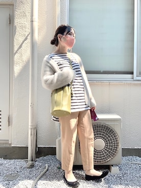 「マリンコーデ」｜「アイテム（スラックス）」を使った、みくこさん（レディース・155cm）の春コーディネート