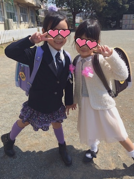 「fafa（フェフェ）のアイテム（バッグ）」を使った、mmyhk(*Ü*)さん（キッズ・120cm）の秋コーディネート