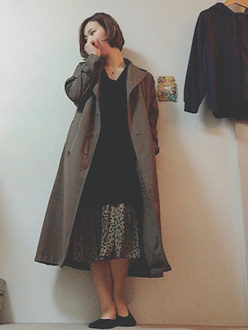 「アイテム（トレンチコート、グリーン系）」を使った、noaさん（レディース・160cm）の冬コーディネート