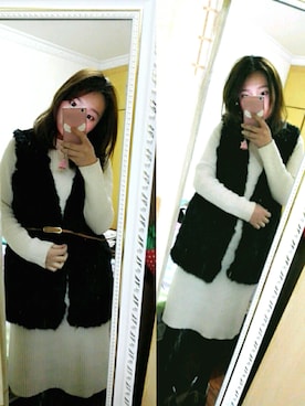 「New look（ニュールック）のアイテム（その他アウター）」を使った、mikaさん（レディース・160cm）の冬コーディネート