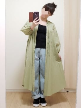 シャツワンピースを使った ぽっちゃり の人気ファッションコーディネート 髪型 ロングヘアー Wear