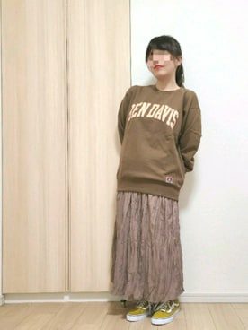 「BEN DAVIS（ベンデイビス）のアイテム（スウェット）」を使った、yonyonyon4888さん（レディース・156cm）の秋コーディネート