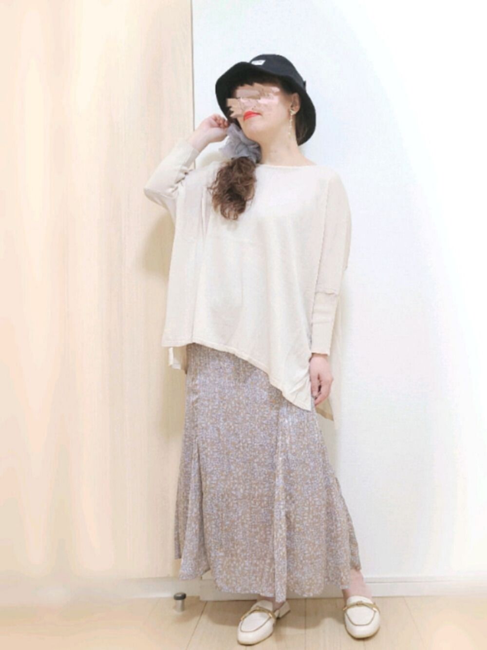 Te‘ chichi シアーストライプ小花柄スカート　ブルー Te chichi（テチチ）の「シアーストライプ小花柄スカート