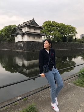 「COMME des GARCONS（コムデギャルソン）のアイテム（ライダースジャケット）」を使った、mrsfattyさん（レディース・167cm）の春コーディネート