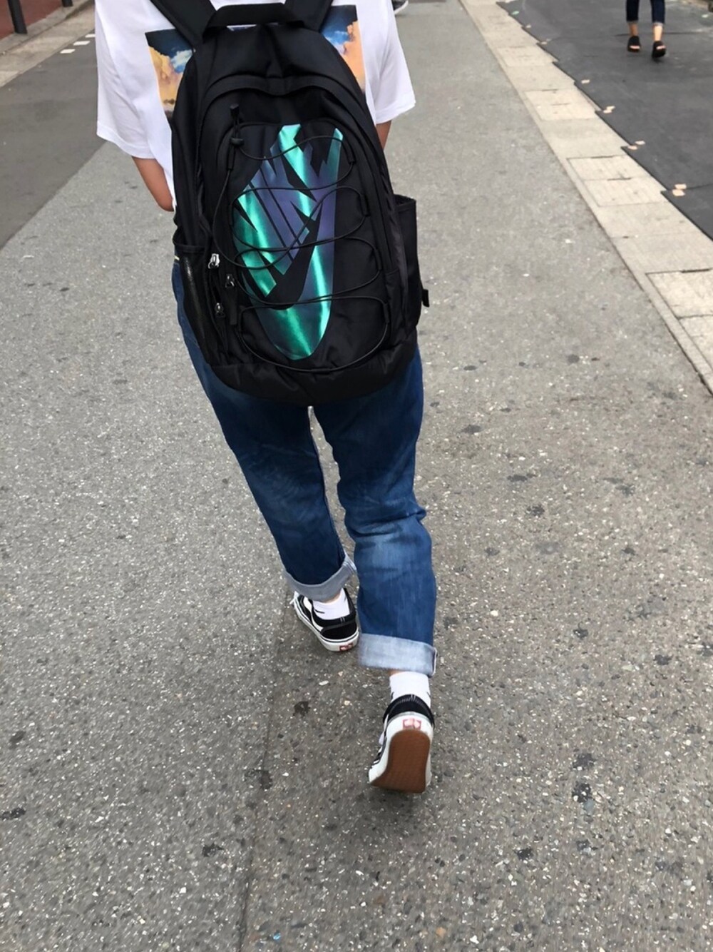 「NIKE、VANS、H&M、夏、おしゃれさんと繋がりたい」｜「VANSのVANS ヴァンズ OLD SKOOL オールドスクール VN-0D3HY28 BLACK（スニーカー、ブラック系）」を使った、maimaiさん（レディース・157cm）の夏コーディネートの1枚目の写真