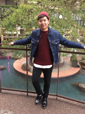 「RAGEBLUE（レイジブルー）の＜トレンドのロング丈＞ワッフルロングカットソー/733404（Tシャツ/カットソー）」を使った、yuutaさん（メンズ・175cm）の冬コーディネート