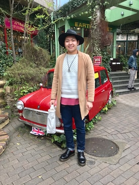 「GLOBAL WORK（グローバルワーク）のフェルトロングブリムハット/705078（ハット）」を使った、yuutaさん（メンズ・175cm）の春コーディネート