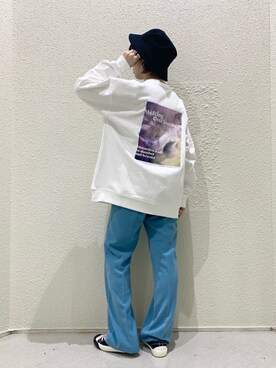 「PBLIM（ページボーイリム）のPAGEBOYLIM/ロゴ刺繍バケットハット2（ハット）」を使った、うえさん（レディース・153cm・20代）の冬コーディネート