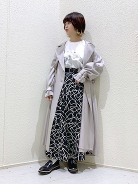 「春めきシューズ」｜「アイテム（トレンチコート）」を使った、うえさん（レディース・153cm）の春コーディネート