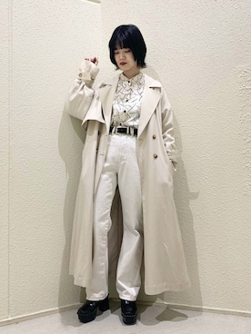 「春めきシューズ」｜「アイテム（トレンチコート）」を使った、うえさん（レディース・153cm）の春コーディネート