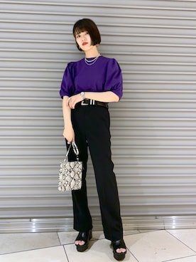 Tシャツ カットソー パープル系 を使ったレディース人気ファッションコーディネート Wear