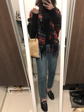 「ボリュームニット」｜「アイテム（ローファー）」を使った、ajumomoさん（レディース・166cm）の秋コーディネート