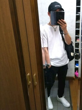 「ユニクロU」｜「アイテム（キャップ）」を使った、さんちゃんさん（メンズ・170cm）の夏コーディネート