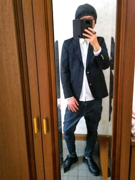 「SHIPS JET BLUE（シップスジェットブルー）のアイテム（デニムパンツ）」を使った、さんちゃんさん（メンズ・170cm）の冬コーディネート
