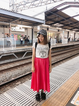 「残暑コーデ」｜「アイテム（帽子）」を使った、Nogi Sanaさん（レディース・156cm）の秋コーディネート