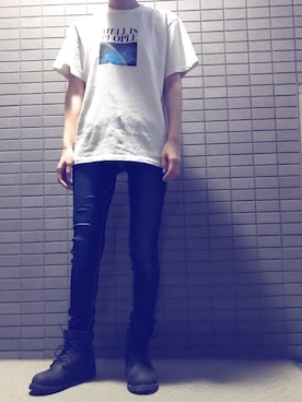 「UNIF（ユニフ）のアイテム（Tシャツ/カットソー、ホワイト系）」を使った、yuileonさん（レディース・130cm）の夏コーディネート