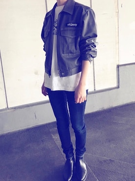 「Stussy Women（ステューシーウィメン）のアイテム（ジャケット/アウター、グレー系）」を使った、yuileonさん（レディース・130cm）の夏コーディネート