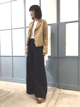 「MIHARAYASUHIRO（ミハラヤスヒロ）のアイテム（ライダースジャケット）」を使った、Maison MIHARAYASUHIRO(MIHARAYASUHIRO OSAKA)さん（レディース・163cm）の夏コーディネート