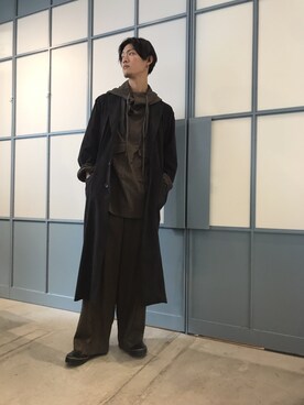 「MIHARAYASUHIRO（ミハラヤスヒロ）のアイテム（チェスターコート）」を使った、Maison MIHARAYASUHIRO(MIHARAYASUHIRO OSAKA)さん（メンズ・183cm）の秋コーディネート