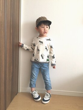 「kladskap（クレードスコープ）のアイテム（その他パンツ）」を使った、なっちゃんさん（キッズ・100cm）の春コーディネート