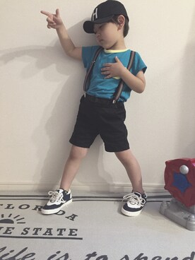 「petit main（プティマイン）のアイテム」を使った、なっちゃんさん（キッズ・100cm）の夏コーディネート