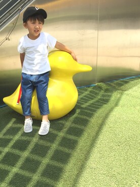 「petit main（プティマイン）のアイテム」を使った、なっちゃんさん（キッズ・100cm）の夏コーディネート