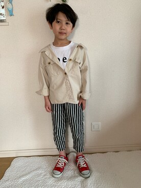 「襟抜きシャツ」｜なっちゃんさん（キッズ・110cm）の春コーディネート