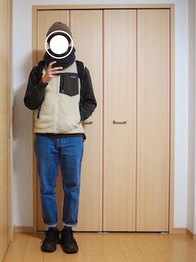「アイテム（ニットキャップ/ビーニー、ブラウン系）」を使った、4gさん（メンズ・177cm）の冬コーディネート