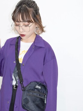 メガネを使った 紫 のレディース人気ファッションコーディネート ユーザー ショップスタッフ Wear