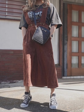 「アイテム（ジャンパースカート）」を使った、A.D.Gさん（レディース・150cm）の春コーディネート