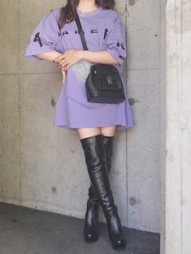「パープル×黒」｜「アイテム（その他）」を使った、A.D.Gさん（レディース・150cm）の春コーディネート