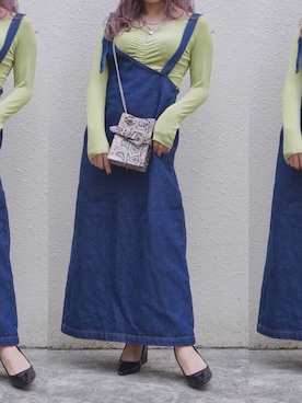 「アイテム（ジャンパースカート）」を使った、A.D.Gさん（レディース・150cm）の春コーディネート