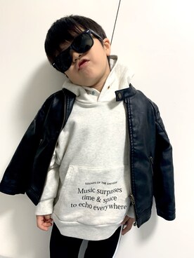 「ZARA KIDSのアイテム（ライダースジャケット）」を使った、yuuss0112さん（キッズ・110cm）の秋コーディネート