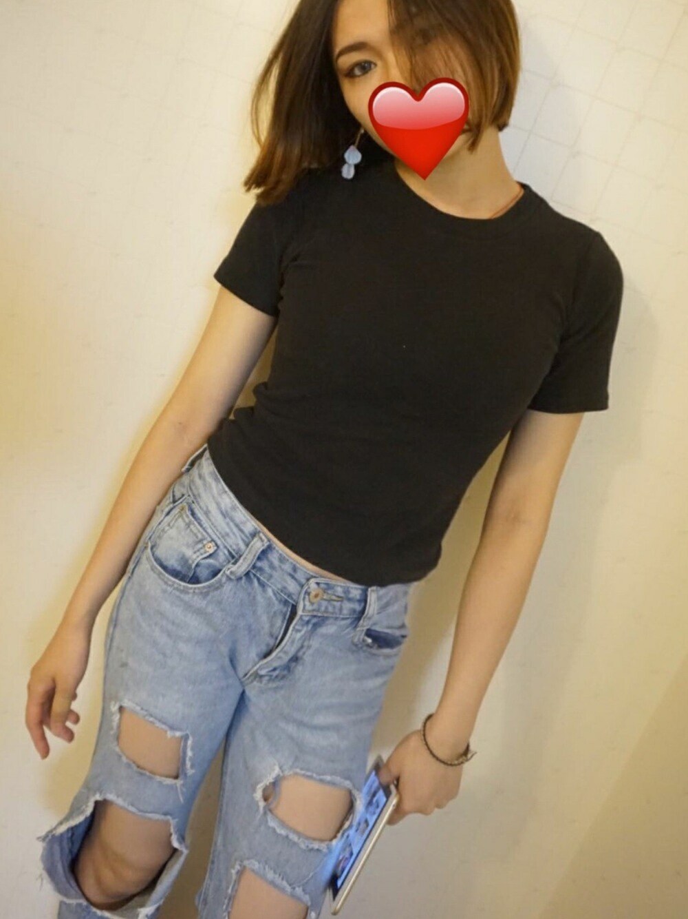 「夏、休日スタイル、日本、デニム」｜「自製のアイテム（デニムパンツ、ブルー系）」を使った、-schumannさん（レディース・165cm）の夏コーディネートの1枚目の写真