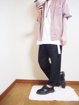 「Dr. Martens（ドクターマーチン）のDr.Martens (ドクターマーチン)/1461 3EYE GIBSON SHOES（その他シューズ）」を使った、Syoさん（メンズ・168cm）の夏コーディネート