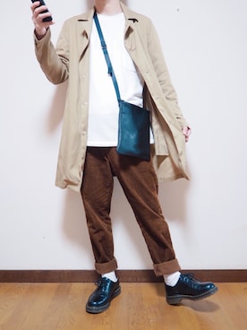 「Dr. Martens（ドクターマーチン）のDr.Martens (ドクターマーチン)/1461 3EYE GIBSON SHOES（その他シューズ）」を使った、Syoさん（メンズ・168cm）の秋コーディネート