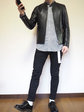 「Dr. Martens（ドクターマーチン）のDr.Martens (ドクターマーチン)/1461 3EYE GIBSON SHOES（その他シューズ）」を使った、Syoさん（メンズ・168cm）の秋コーディネート