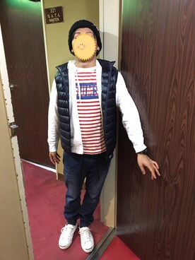 「CHUMS（チャムス）のアイテム（ニットキャップ/ビーニー）」を使った、HAYAさん（メンズ・160cm）の秋コーディネート