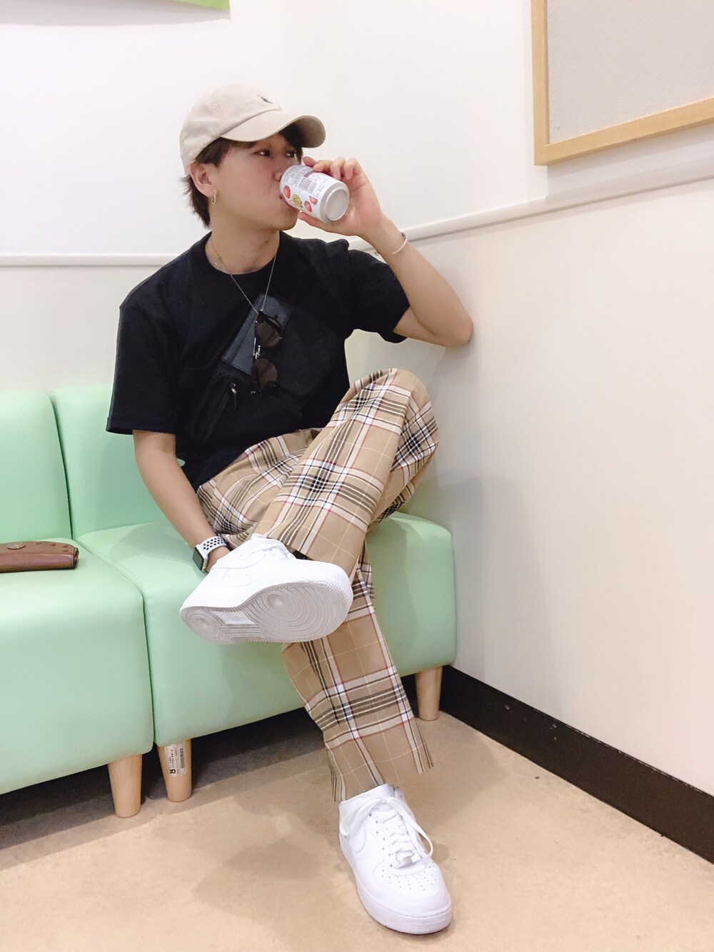 「ストリート、ラルフローレン、Ralph Lauren、Hanes、MONKEY TIME、NIKE、ナイキ、Saint Laurent、GUCCI、goro's」｜「RALPH LAURENの【RalphLauren/ラルフローレン】刺繍ロゴローキャップ（キャップ、ベージュ系）」を使った、HAYAさん（メンズ・160cm）の夏コーディネートの1枚目の写真