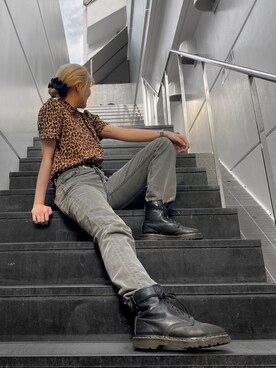 「instagramフォローお願いします」｜「アイテム（ブーツ）」を使った、藤(フジ)さん（レディース・167cm）の夏コーディネート