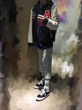「adidas（アディダス）のアイテム（ノーカラージャケット）」を使った、真心希望大家脱单的热心群友さん（レディース・170cm）の春コーディネート