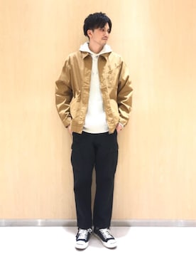 「マスタード」｜「アイテム（ブルゾン）」を使った、ゆうさんさん（メンズ・178cm）の春コーディネート